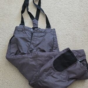 Stylish Kids Snow Pants  W/Suspenders - Gray and Black